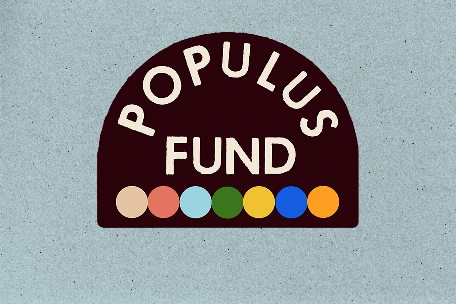 Happenings Size 2024 Populus Fund Logo on a blue paper background