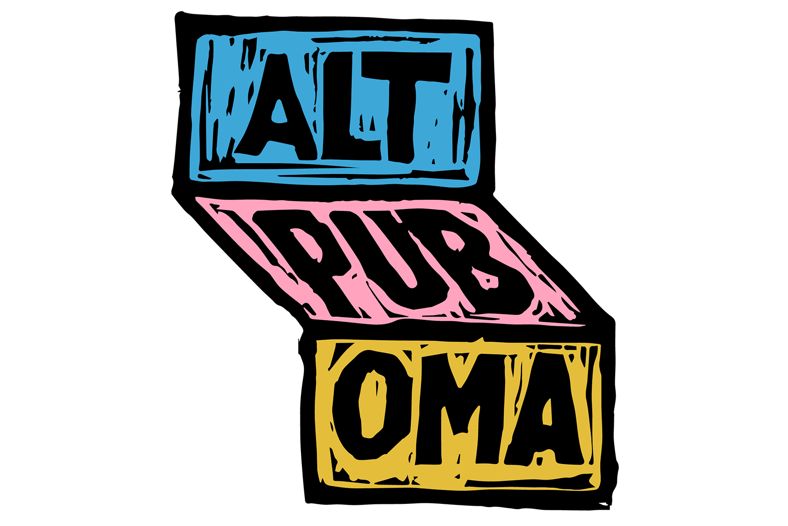 Logo for Alt Pub Omaha with handmade embelishment from a printing process