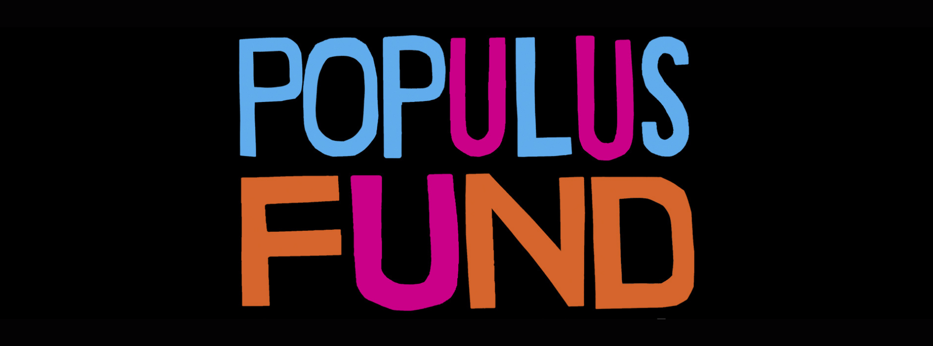 Populus Fund logo with the words in multi color letters against a black background