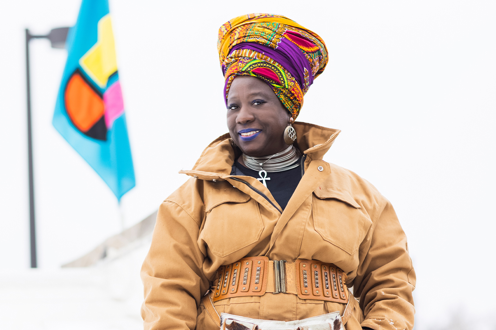 Portrait photo of celeste butler standing on the Union roof in the snow landscape